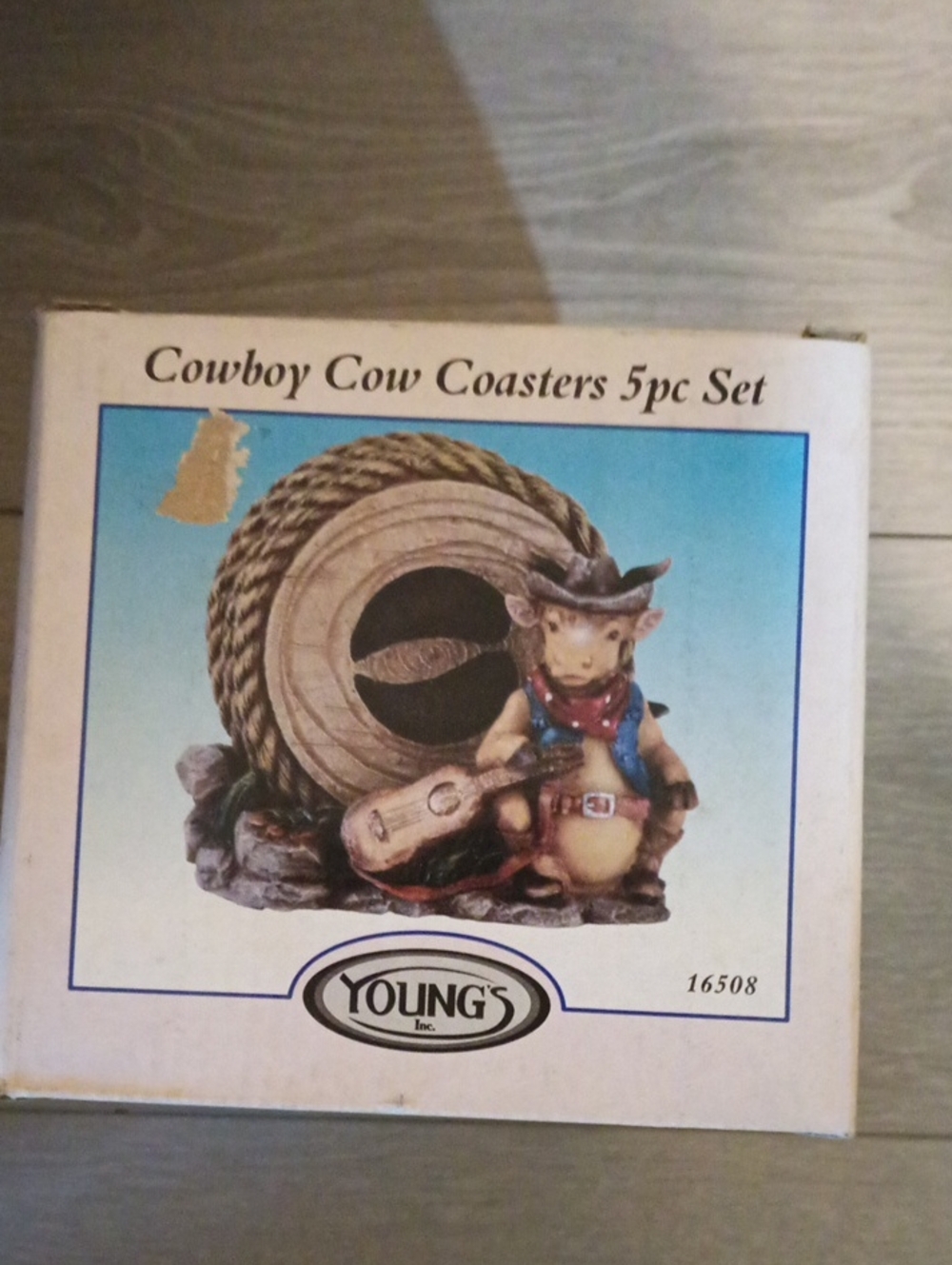 Cowboy Cow Coasters 5pc Set - Brown